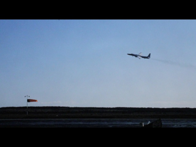 ER2 takeoff over wind sock